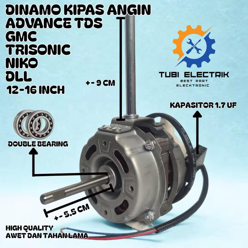 DINAMO KIPAS ANGIN ADVANCE TDS  AS COAK GMC OKAYAMA TRISONIC DLL 12-18 INCH DOUBLE BEARING