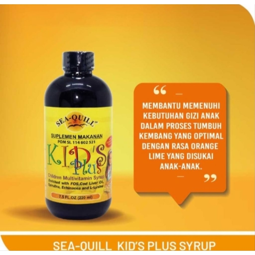 Sirup Multivitamin Anak Sea-Quill Kids Plus 220ml dengan FOS, L-Lysine, dan EPO