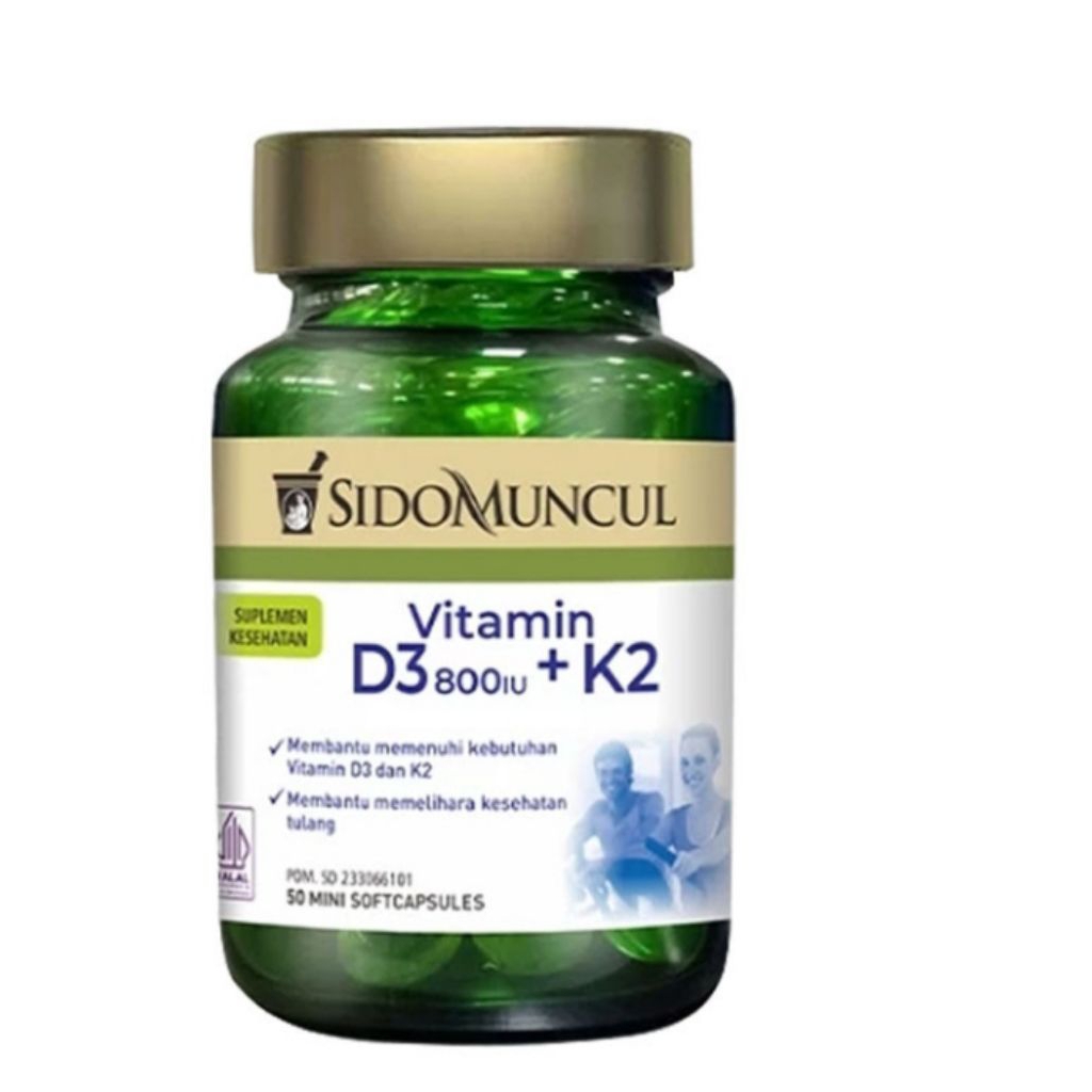 Sidomuncul D3 800IU + K2 50 Mini Softcapsules Sido Muncul Natural D3 800 IU D3K2 D3 + K2 D3+K2 Keseh