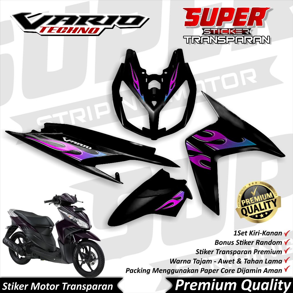 Stiker Transparan Vario 110 Techno karbu Anti Luntur keren Striping Vario Techno Striping Honda Vari