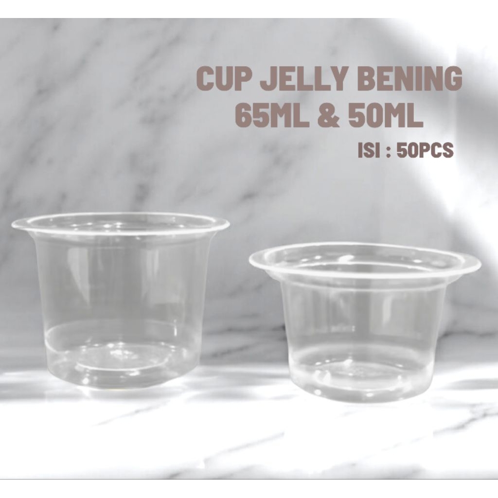 Cup Jelly / puding Plastik Bening 50ml / 65ml – Cup Puding Mini Tutup – Kemasan Jelly