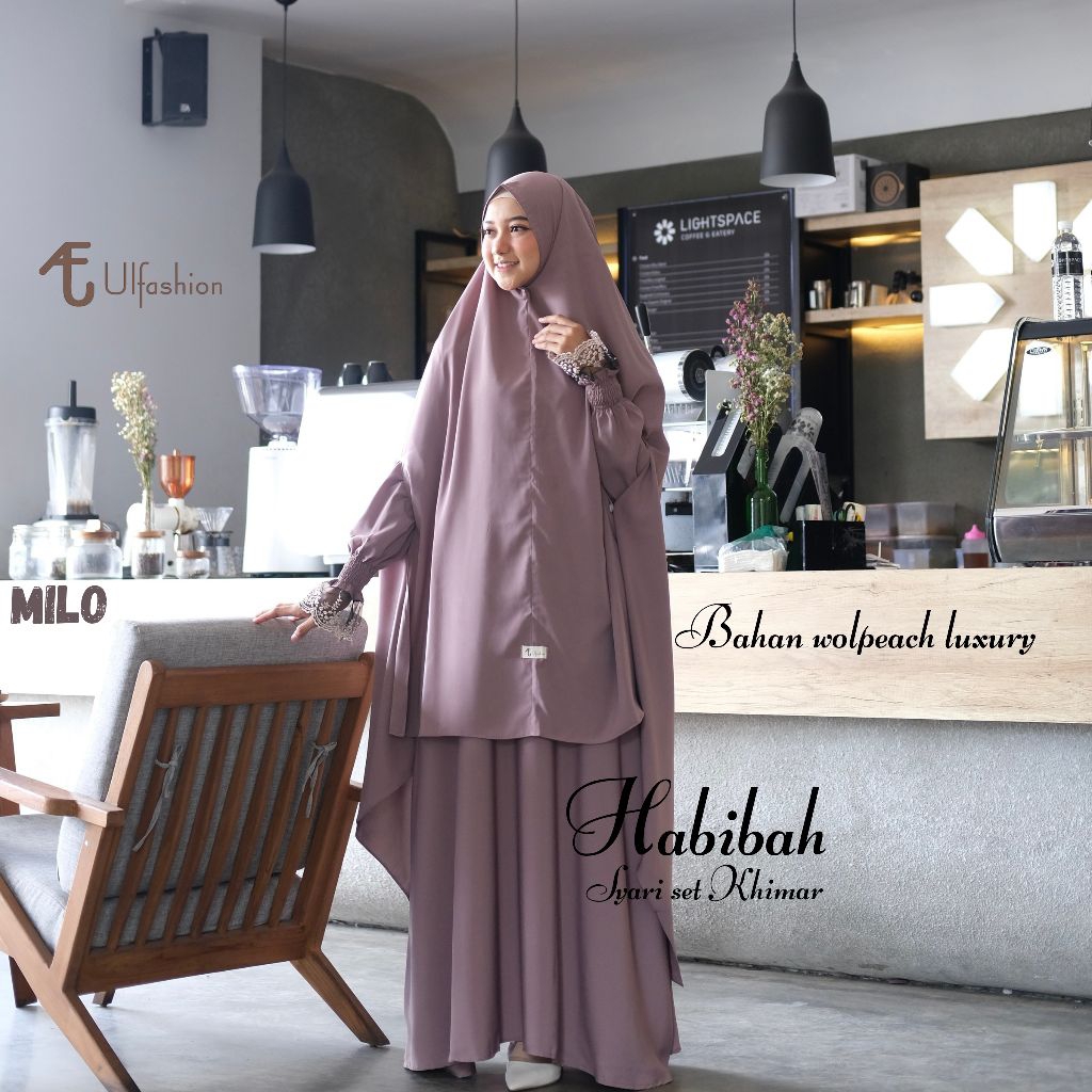 Gamis Syari Set Khimar Habibah Gamis cadar bahan wolfis luxury