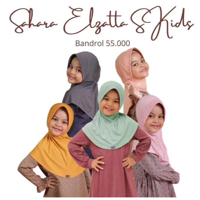 ELZATTA Sahara S Kids - Jilbab Anak - Bergo Anak - Hijab Instant Anak - Jilbab Instan Instant Anak -