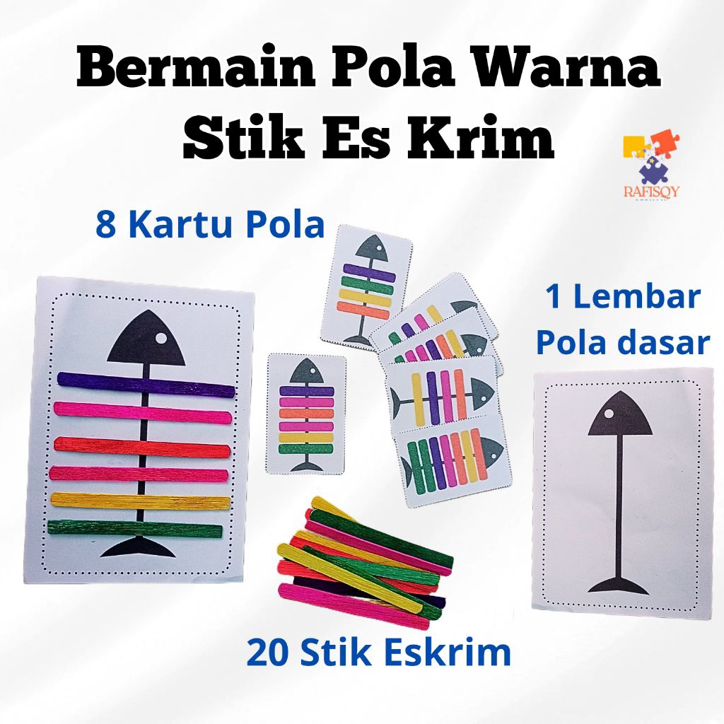 Paket Bermain Pola Stik Eskrim Ice Cream Stick - Montessori Play Kit