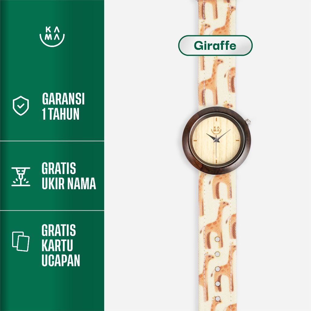 Jam Tangan Kayu Kama Watch Edisi Strap Giraffe