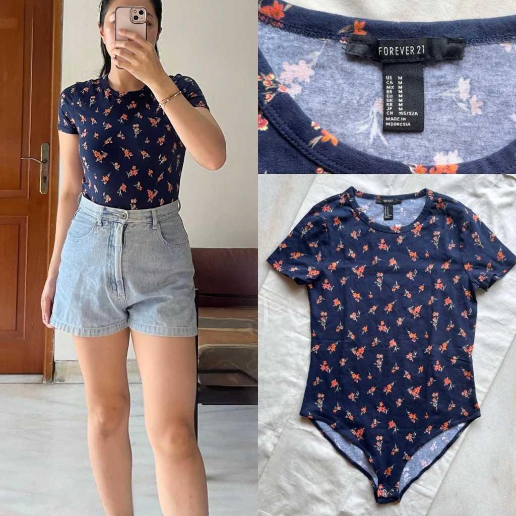 FOREVER 21 Flower Print Bodysuit