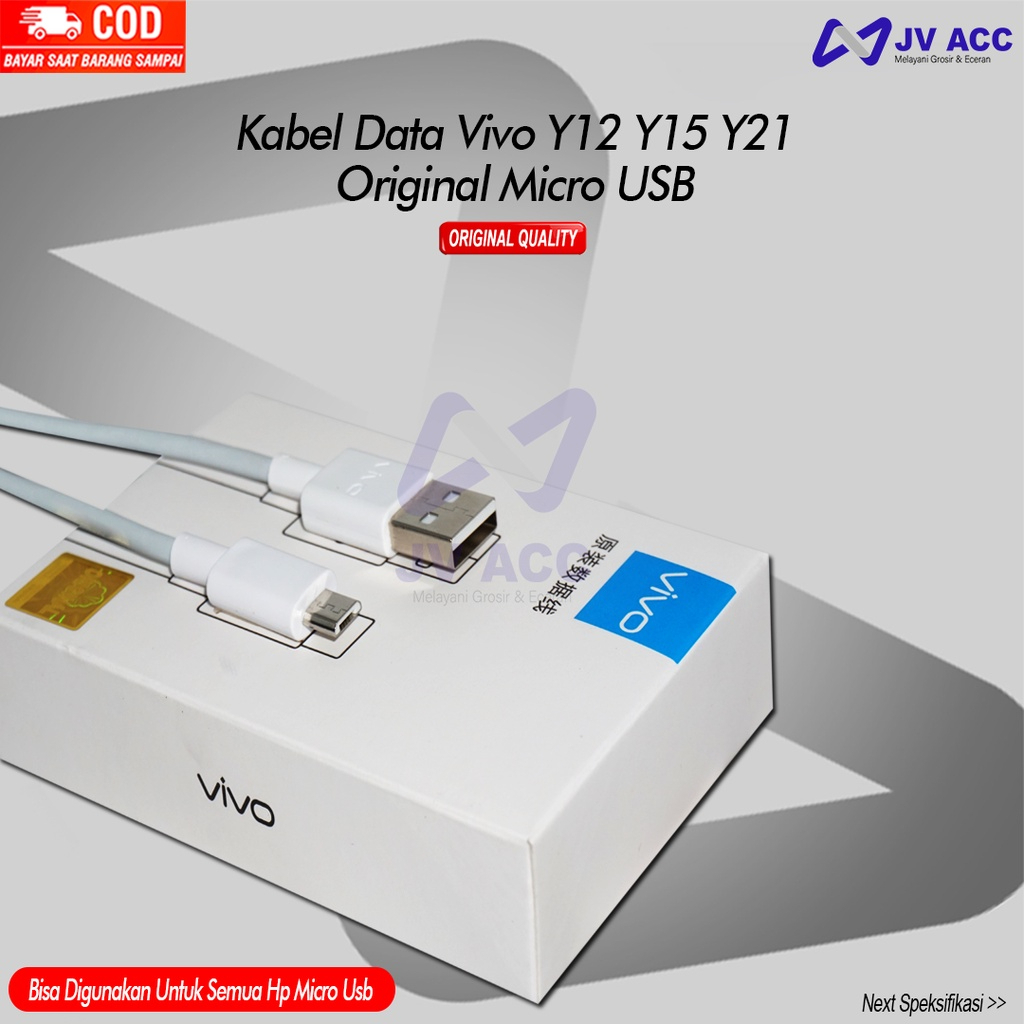 KABEL DATA VIVO Y12 Y15 Y21 ORIGINAL MICRO USB [ LOGO VIVO DI USB ]
