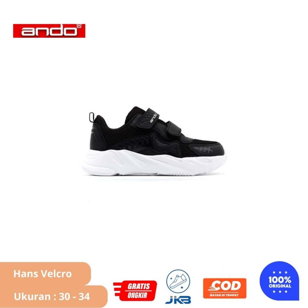 Sepatu Ando HANS Sneakers Wanita Pria - Hitam/Putih