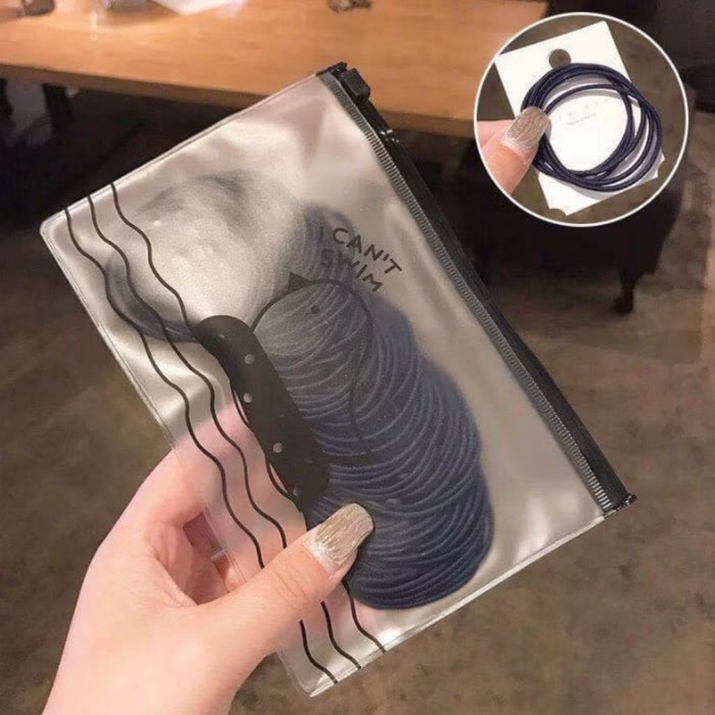 100 Pcs Ikat Rambut Polos Elastis Gaya Korea Ukuran Besar