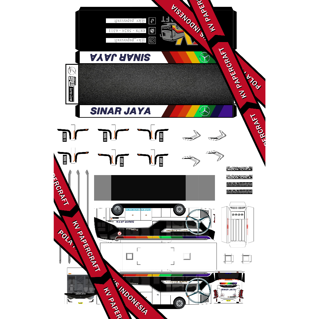 LEMBARAN Papercraft Bus Sinar Jaya