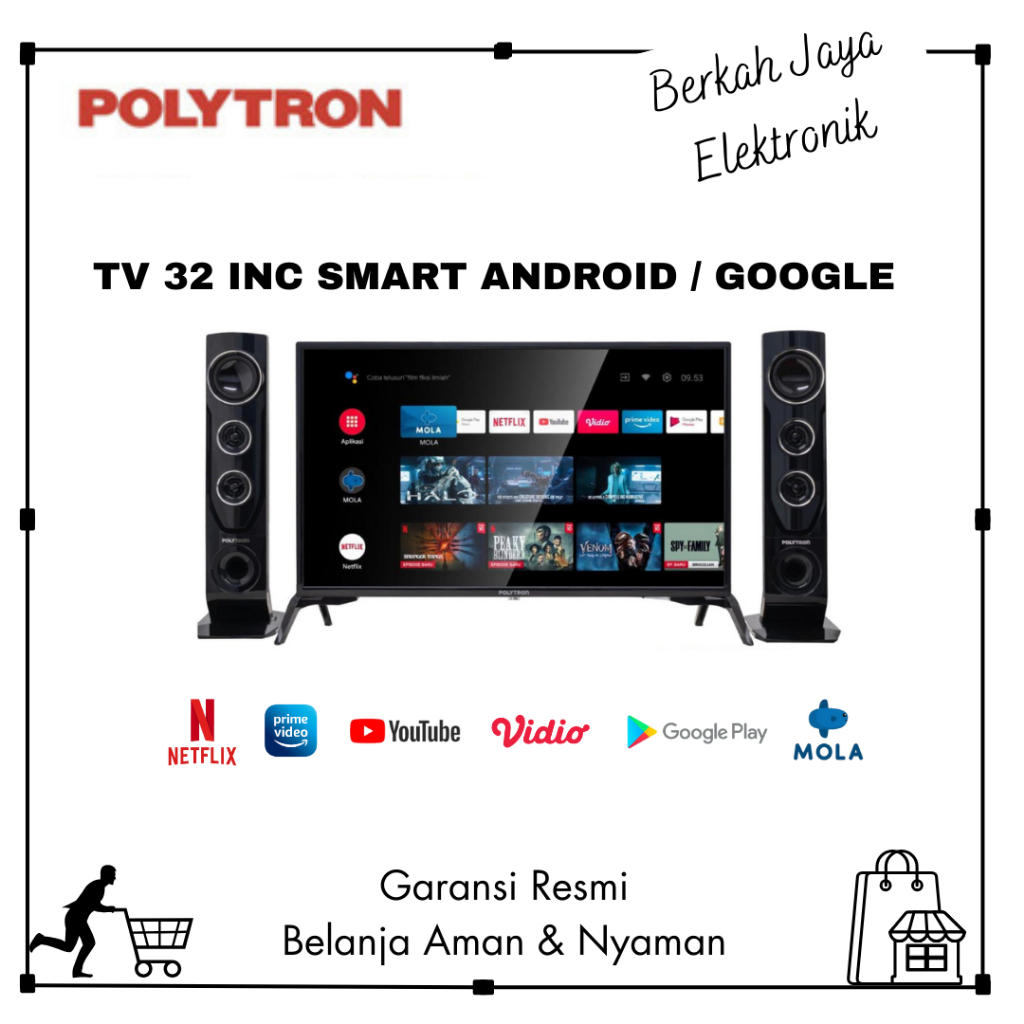 LED TV 32 INCH POLYTRON GOOGLE TV  SPEAKER TOWER SOUNDBAR PLD 32TC1865 / 32TG5055