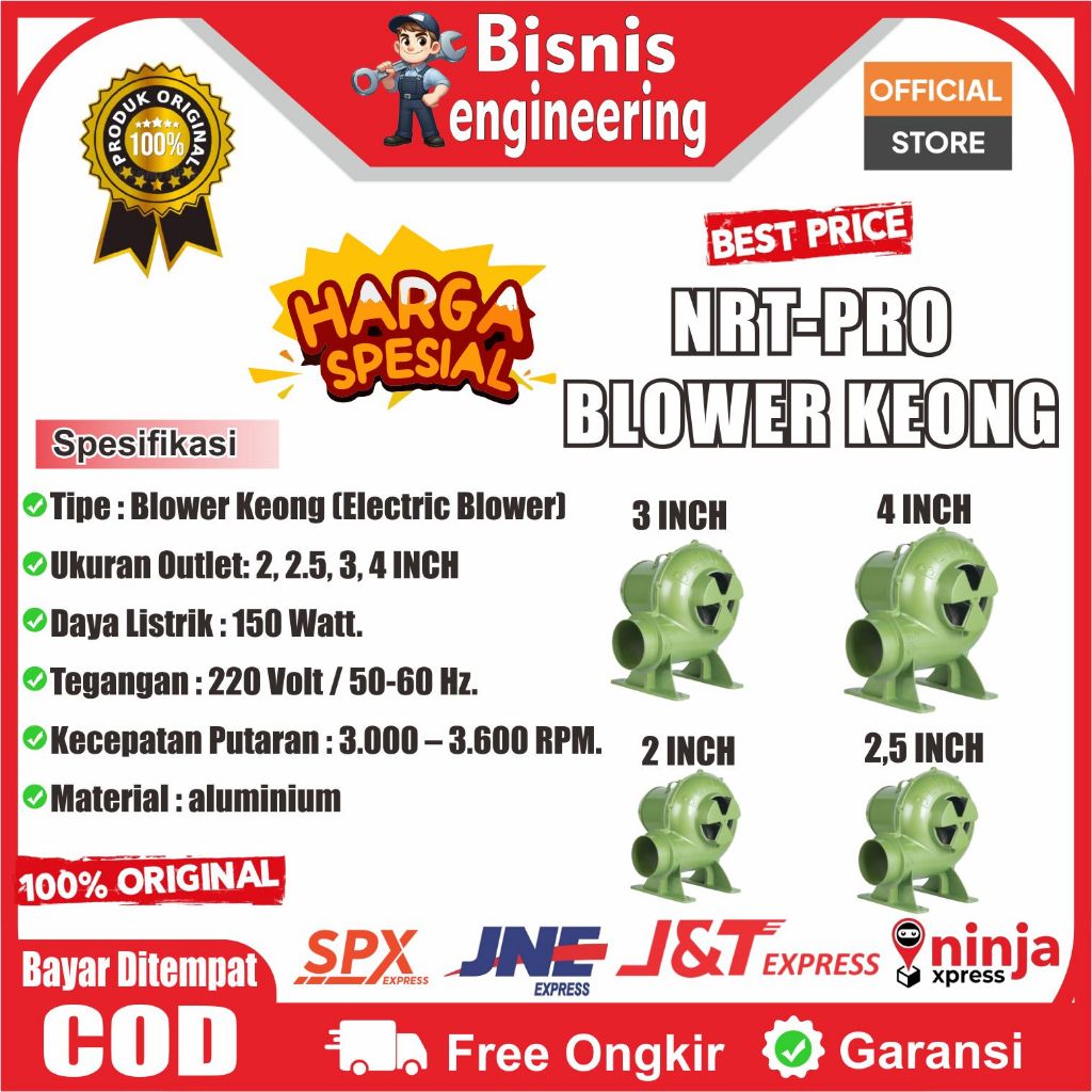 NRT PRO Blower Keong 2 Inch/ 2.5 inch/ 3 inch/ 4 inch - Electric Blower High Pressure Asli Original
