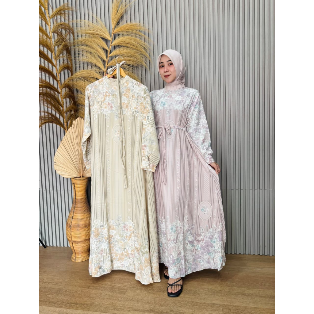 Gamis MCL 2 Fashion Wanita / Maxi Dress + Belt Motif Terbaru Kekinian 2026