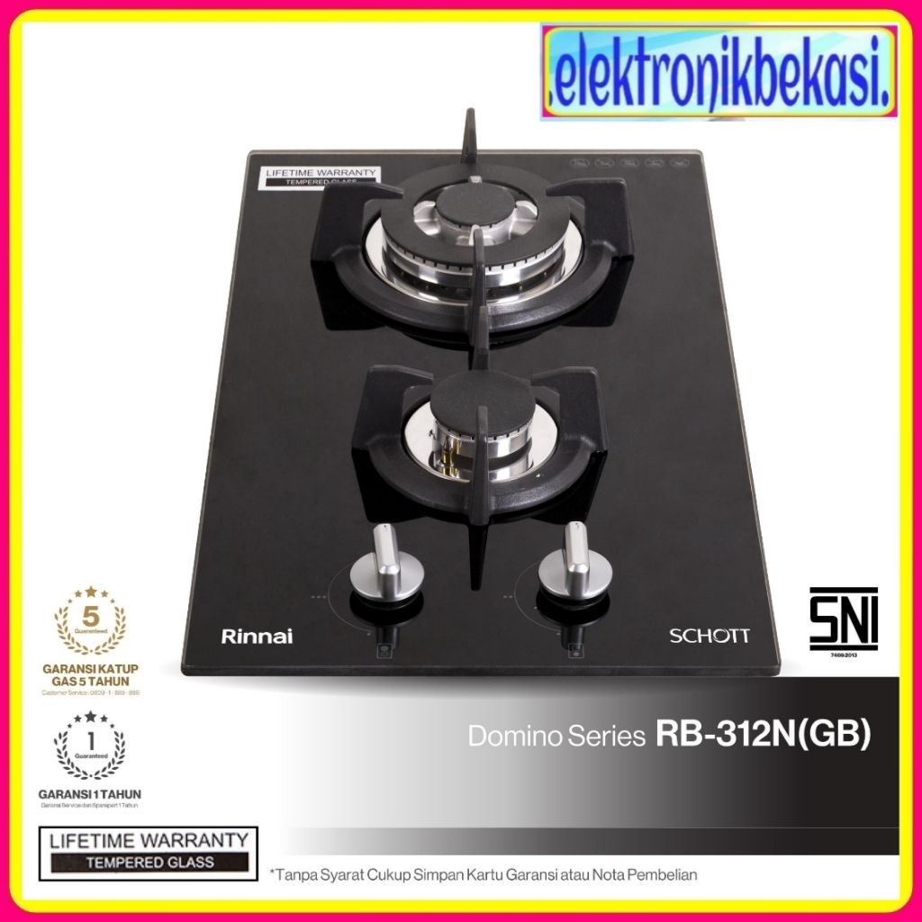 KOMPOR GAS RINNAI RB 312N (GB) / KOMPOR GAS RINNAI TANAM 2 TUNGKU KACA RINNAI RB-712N(GB)