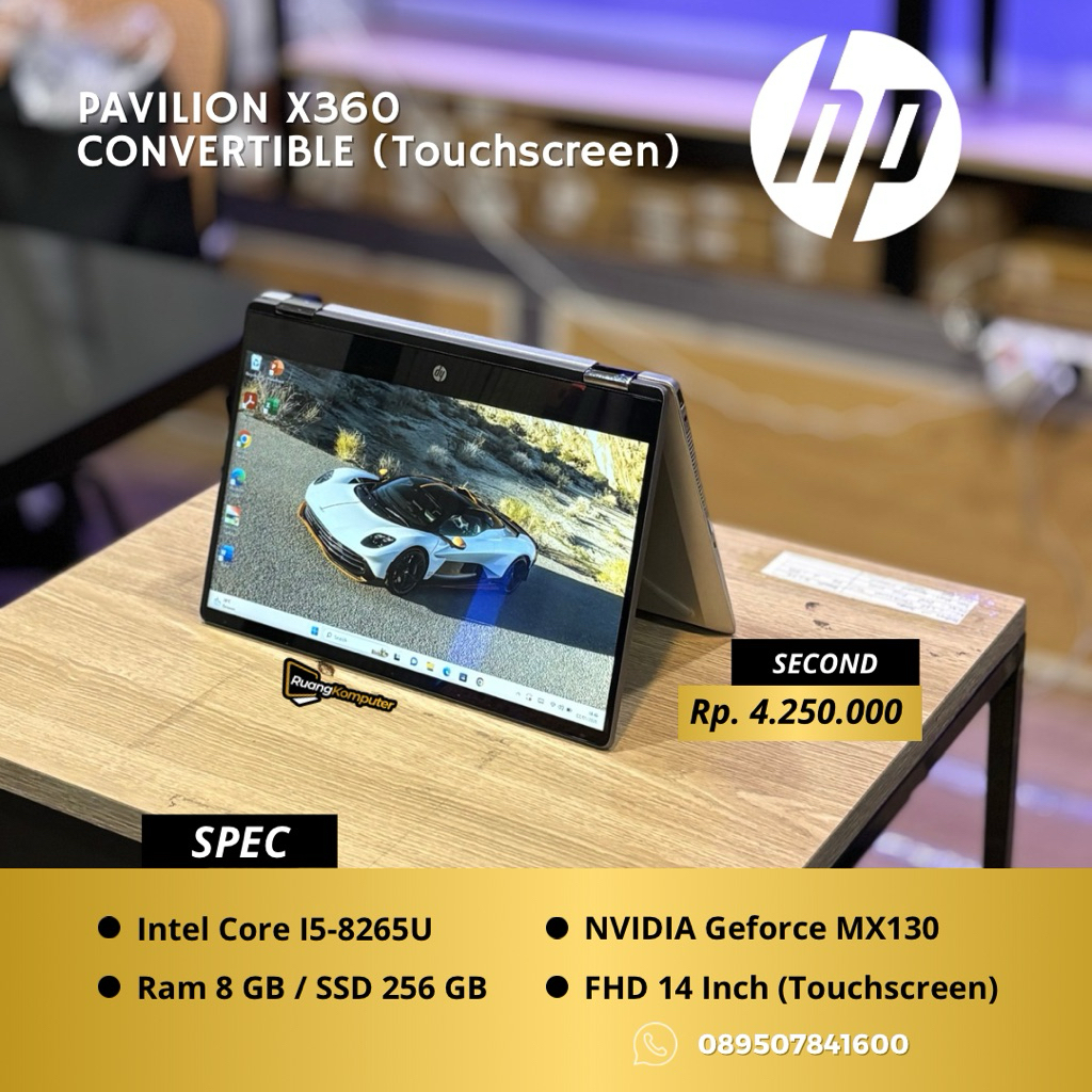 Laptop HP PAVILION X360 CONVERTIBLE (Touchscreen) Intel Core I5 - 8265U RAM 8GB SSD 256GB FHD 14 (To