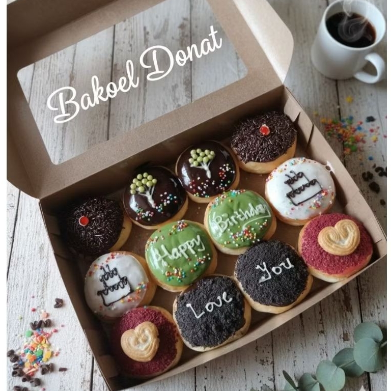 Donat Ultah Custom Nama isi 12pcs/Donat ulang tahun/ Donat request ucapan/ Donat request tulisan/ Do