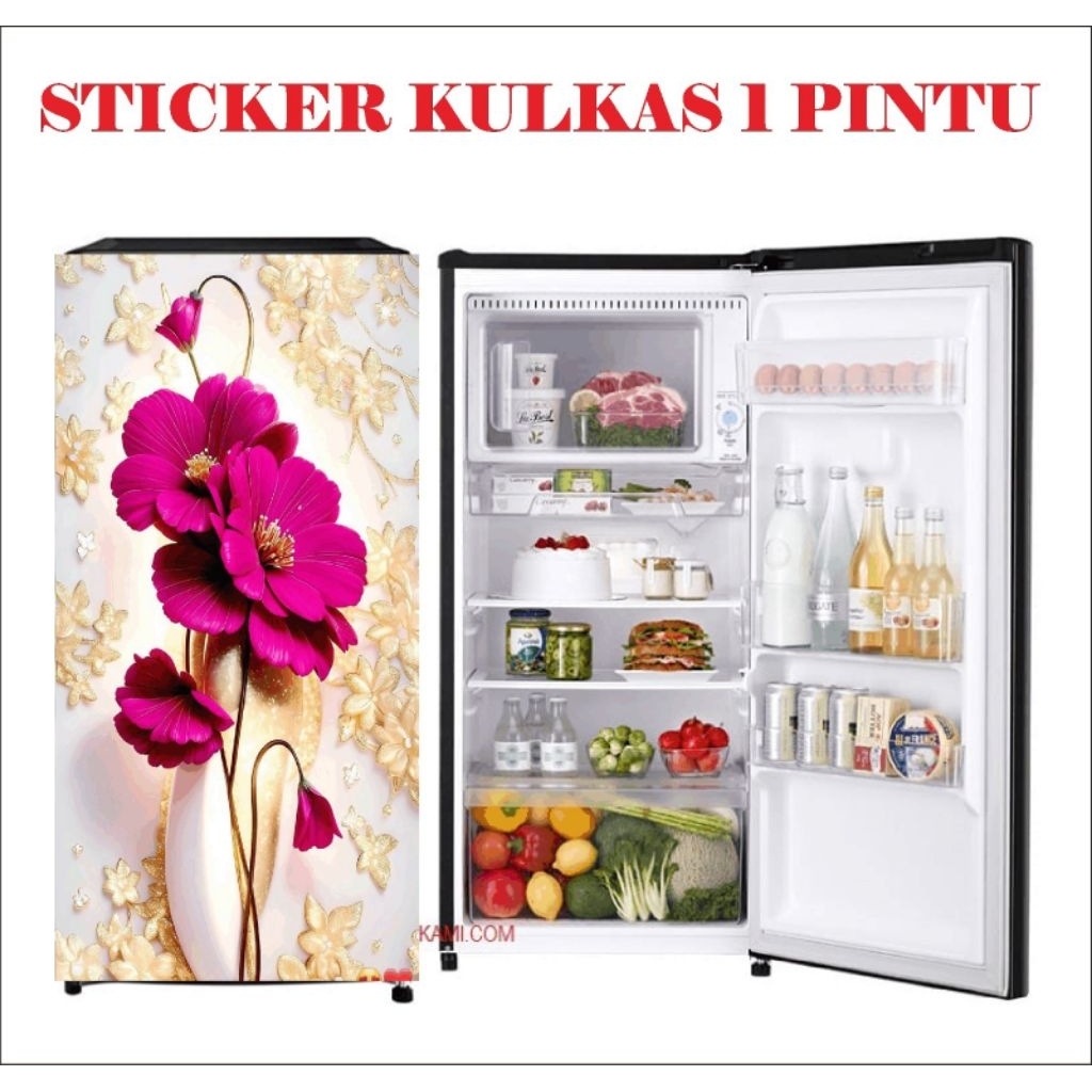 STIKEE KULKAS 1 PINTU MOTIF BUNGA GLOSSY