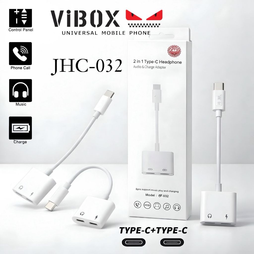 Kabel Splitter JHC-032 Type C To C Headset Digital Chip + Charging  Kompatibel Samsung & 17PM Series