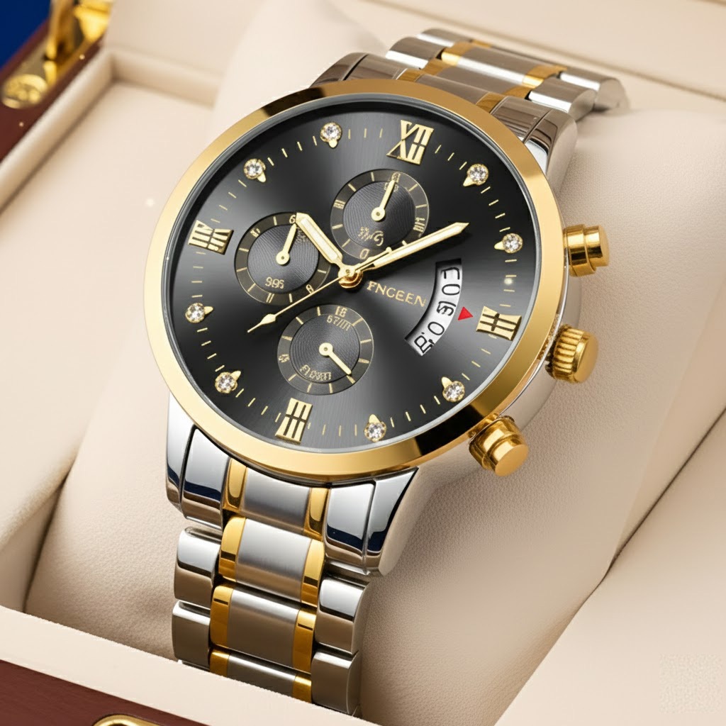 Jam Tangan Pria Original FNGEEN Multifungsi Look Tahan Air Jam Tangan Cowok Stainless Steel Anti Kar