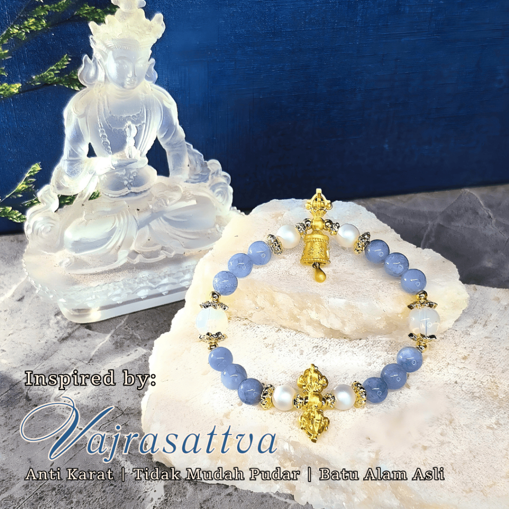 Gelang Buddha Tantra Vajrasattva Aqumarine Moonstone Vajra Bajra Genta Ghanta Anti Karat