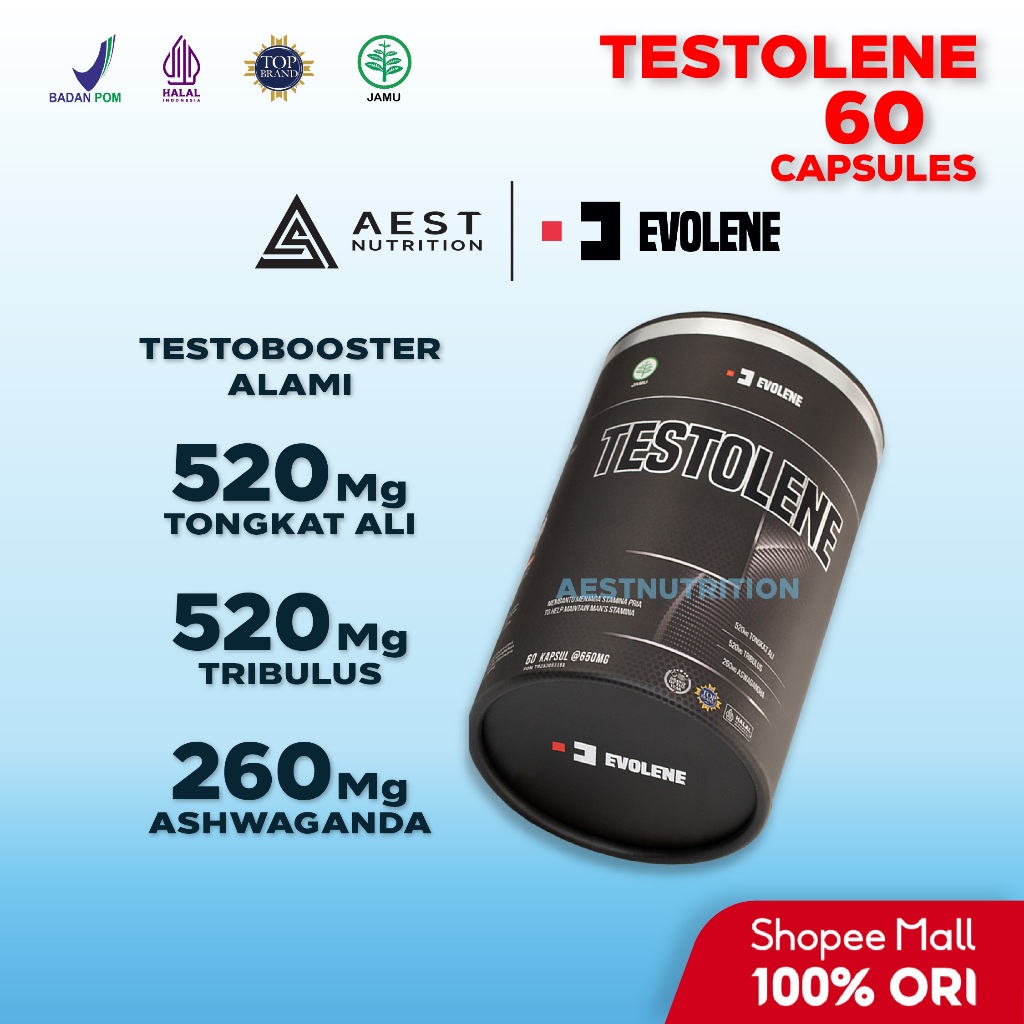 Evolene Testolene 60 Capsules Testosterone Testo Booster Testosteron Supplement Fitness Pria