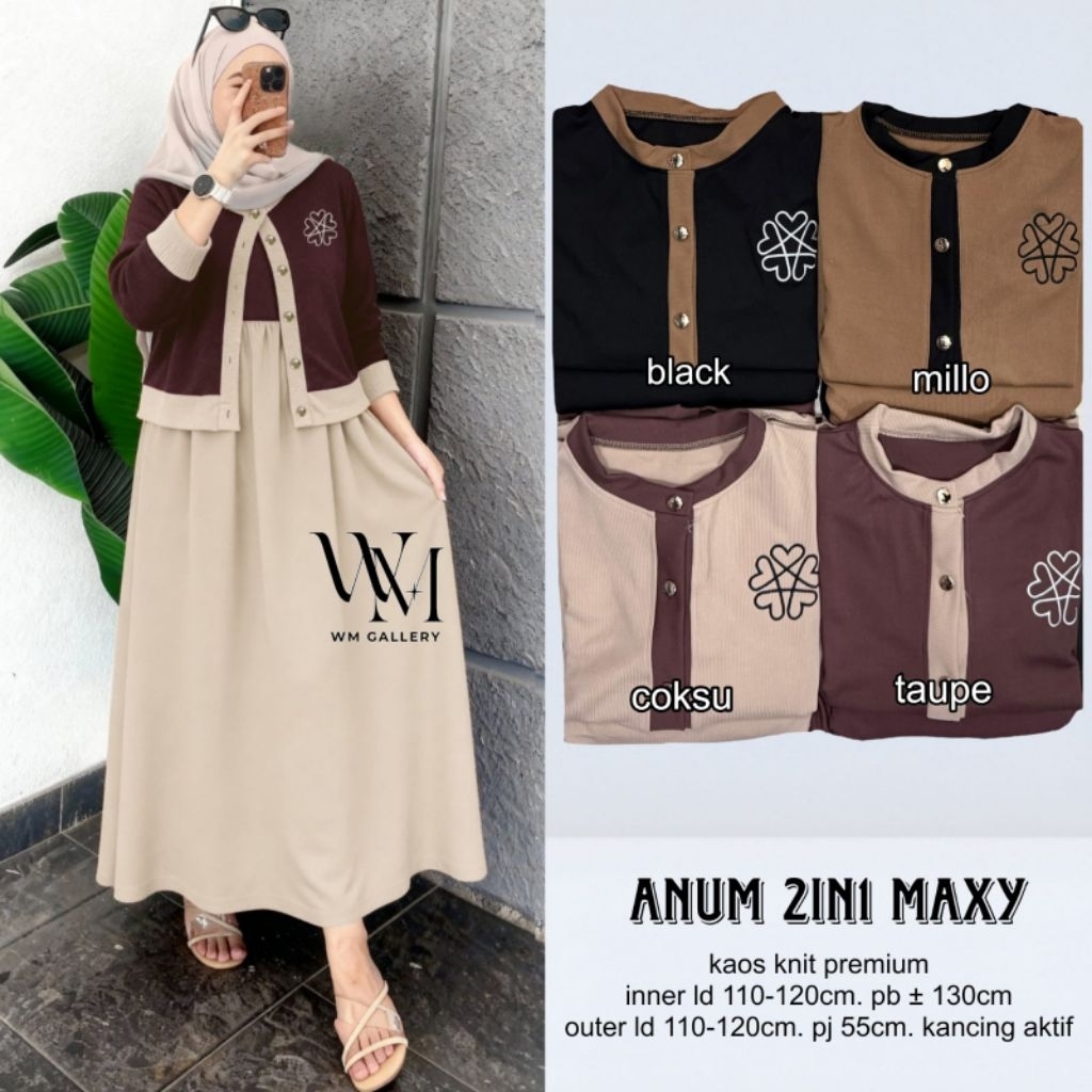 arum setelan dress outer knit ori w&w gamis rajut import gamis kaos cardigan knit one set murah dres