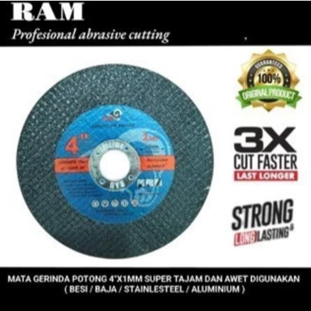 RAM mata gerinda potong besi / Stainles / aluminium 4"x1mm ( tajam &awet )