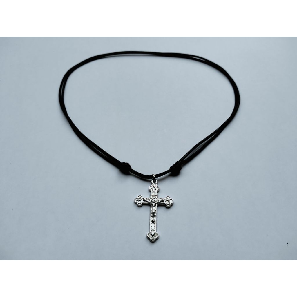 K22 KALUNG SALIB POLOS TALI KOREA HITAM KALUNG SALIB KATOLIK