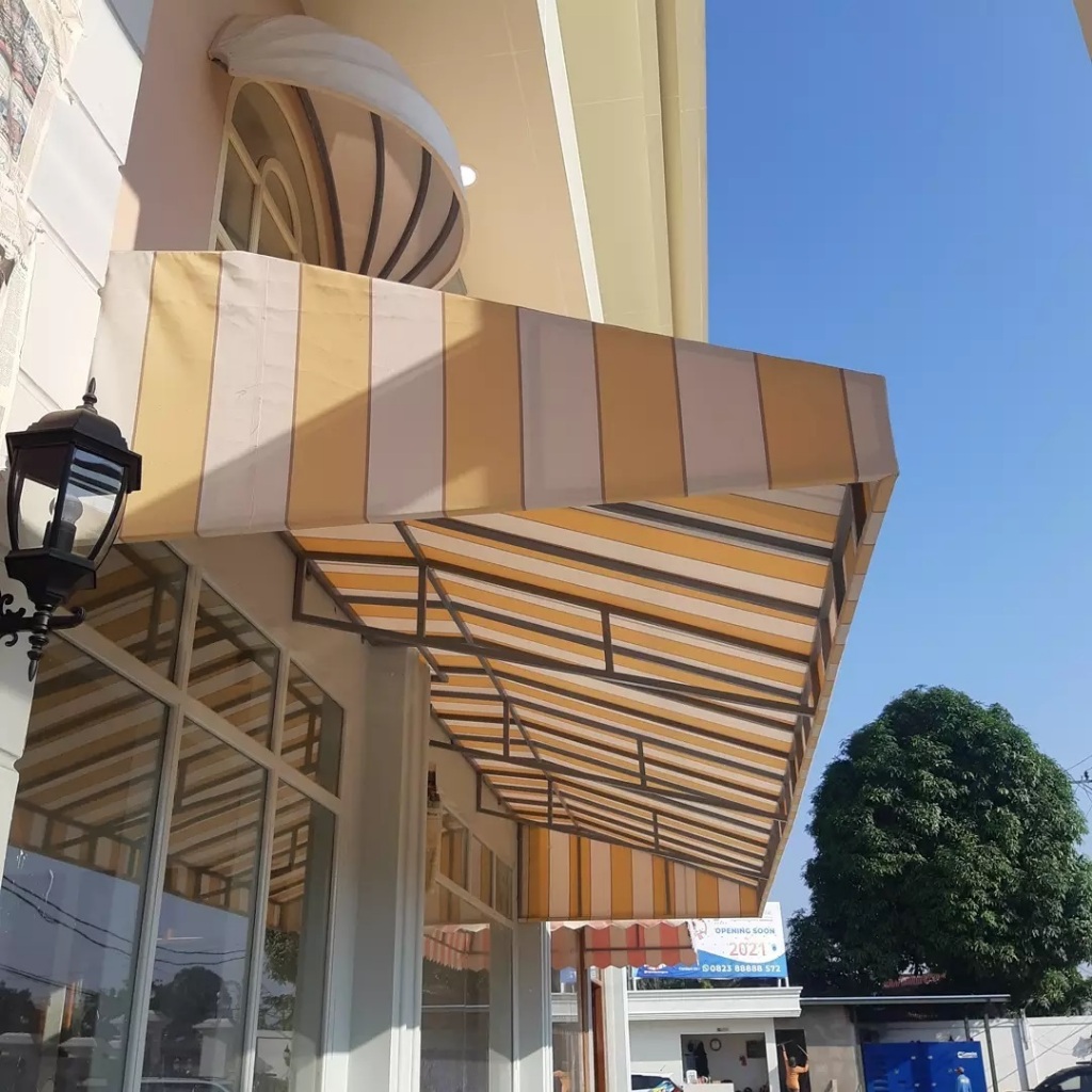 kanopi kain awning varian warna kuning model elegan dan minimalis bagus untuk jendela