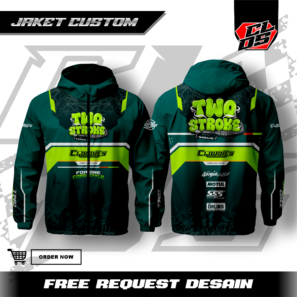 Jaket Custom Racing Jaket Parasut Windbreaker Waterproof