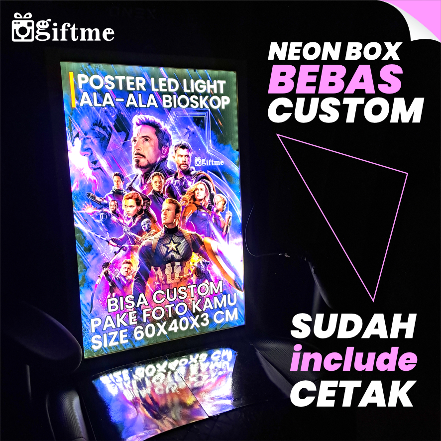GIFTME Neon Box Indoor - LED Light Box - Custom Neon Box Bahan Duratrans