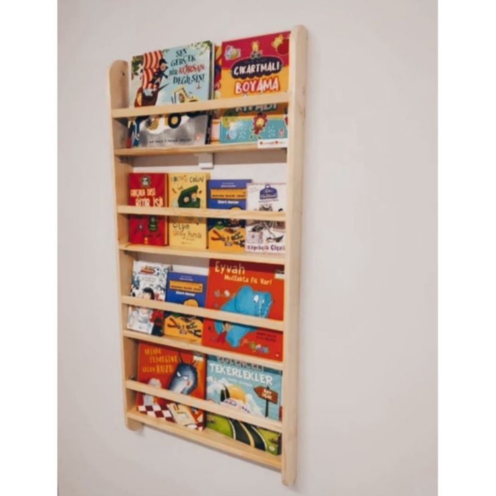 Rak Buku Dinding 4 Susun Kayu Jati Belanda Desain Elegan