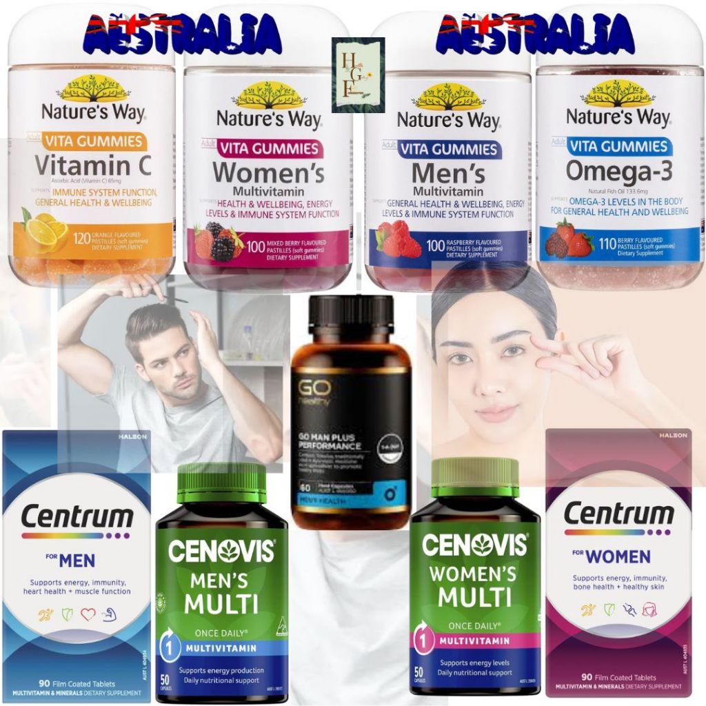 Nature's Way Vita Gummies Adult Women's Multivitamin, Adult Men's Multivitamin 100 & Omega 3 110S