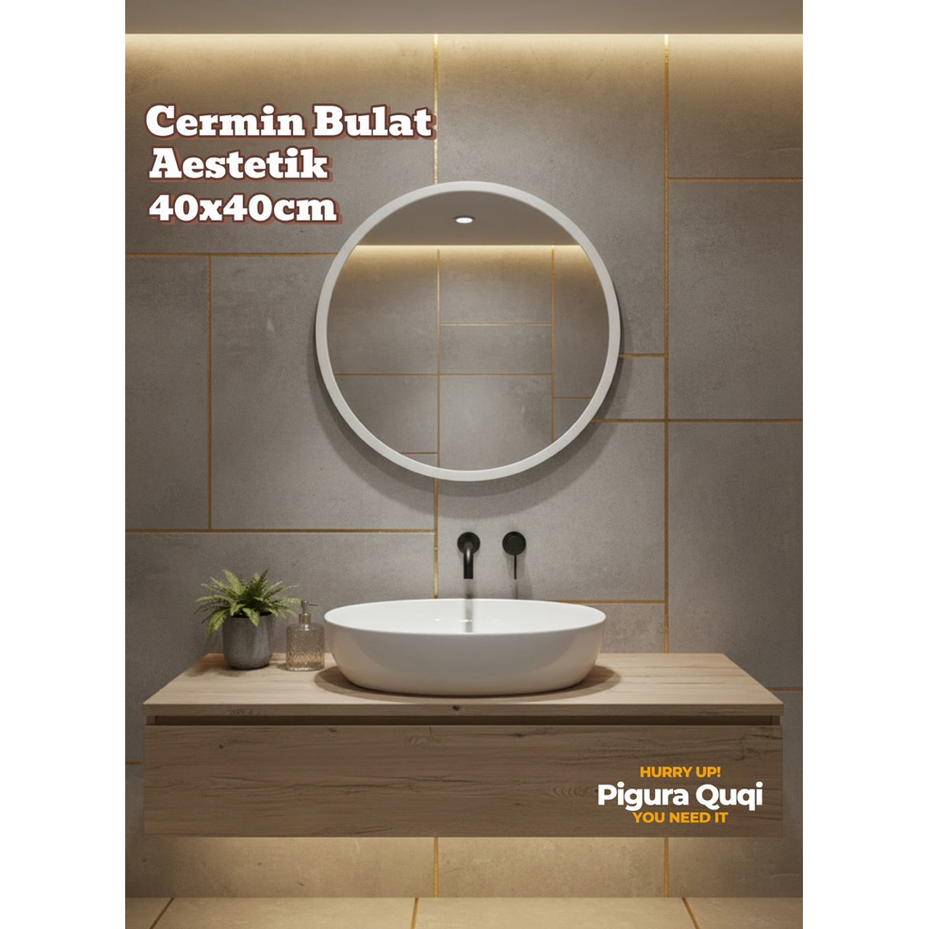 Cermin Dinding Gantung Cermin Bulat Minimalis 40x40cm