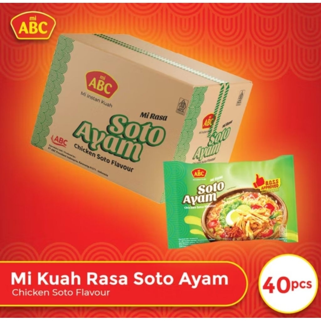 1 dus (40 bungkus) Mie ABC kuah rasa soto ayam