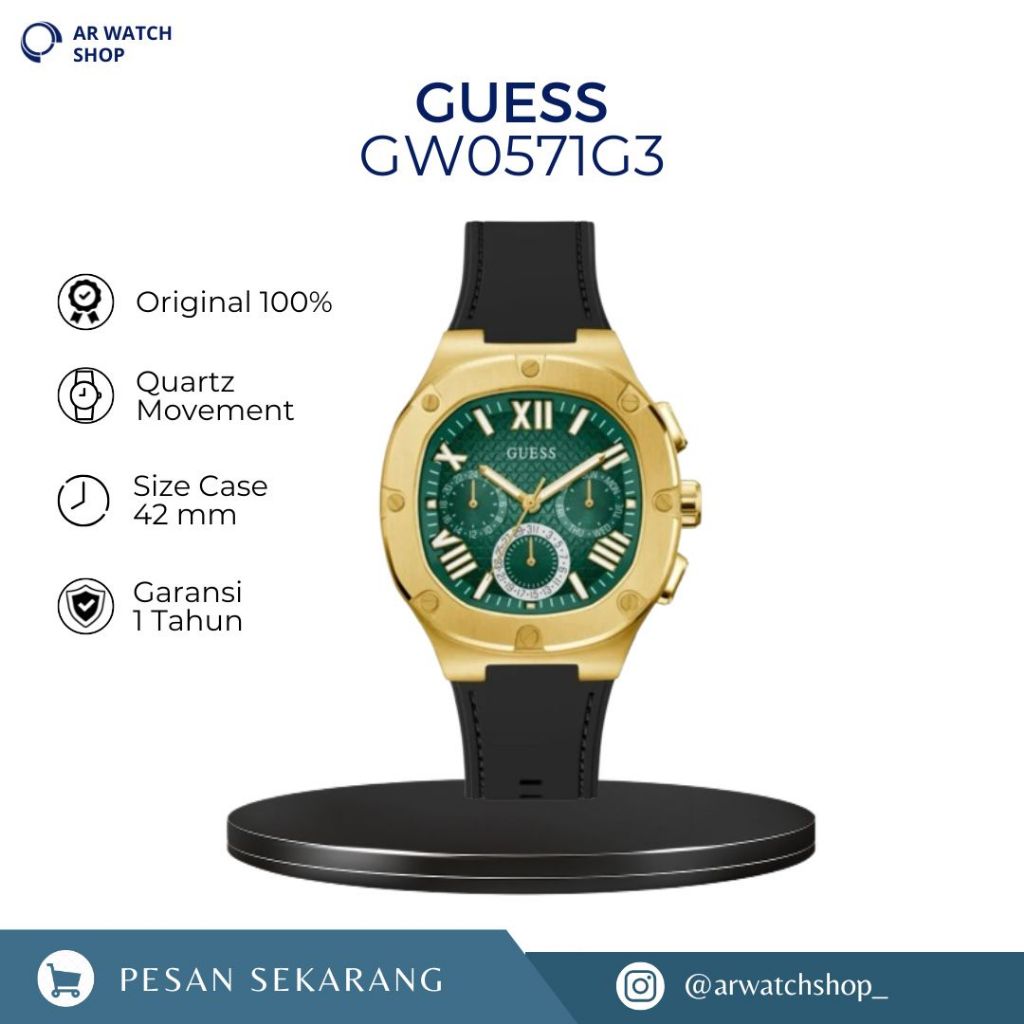 Jam Tangan Guess Pria Headline GW0571G3 Men Silicone Strap