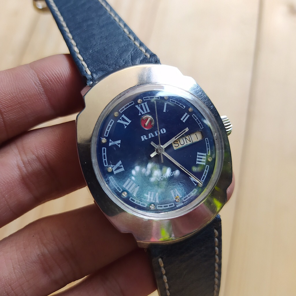 Jam Tangan Vintage Ra do voyager Automatic swiss blue dial jadul kuno antik fashion pria wanita