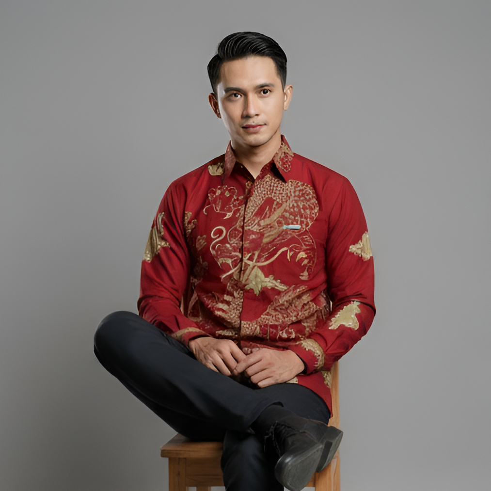 Arkana Batik Slimfit Motif Naga Merah (RED DRAGON) Katun S-Xxl