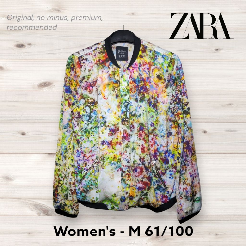 Zara Trafaluc TRF Jaket Bomber Wanita Motif Bunga Abstrak Original size M