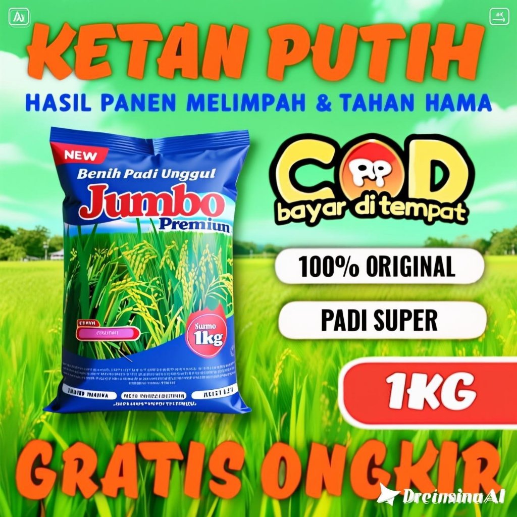 SANGHYANG SRI- Benih Padi Bibit Padi KETAN PUTIH Kemasan Original Super Premium Neto 1kg