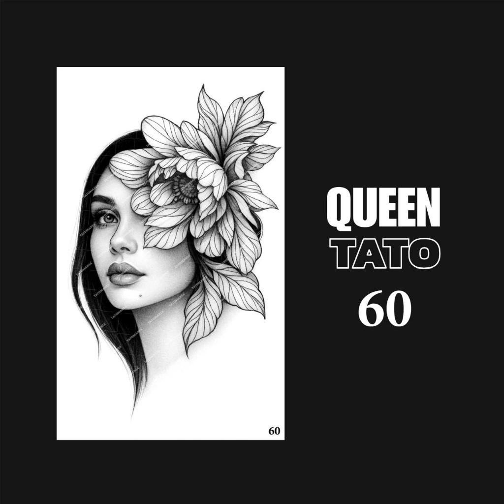 QueenTato - Stiker tato temporer semi permanen Motif Gambar 60