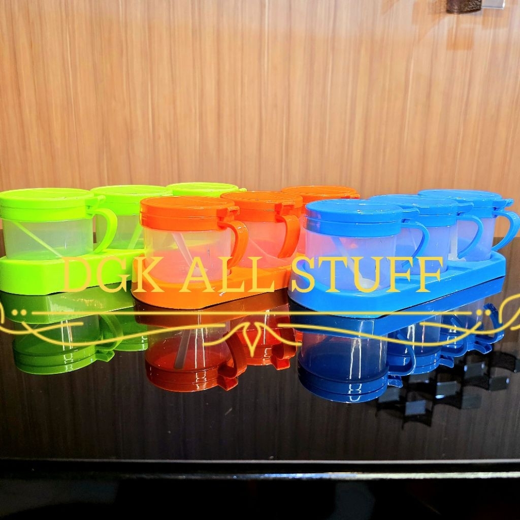 Rak Tempat Wadah Toples Bumbu Dapur Garam Lada Gula Merica MSG Micin Susun 1 Satu Tingkat Baris SET 