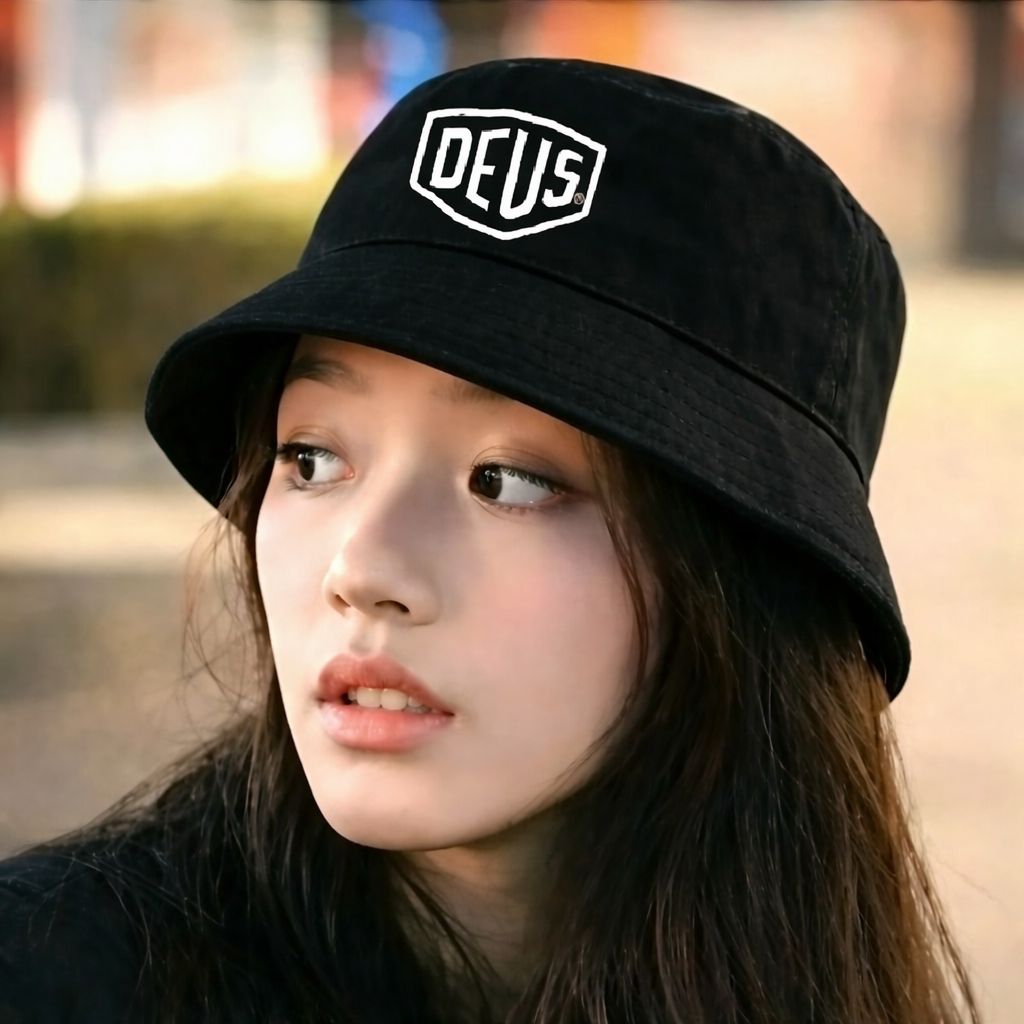 topi bucket deus hitam | topi korea wanita | topi korea pria
