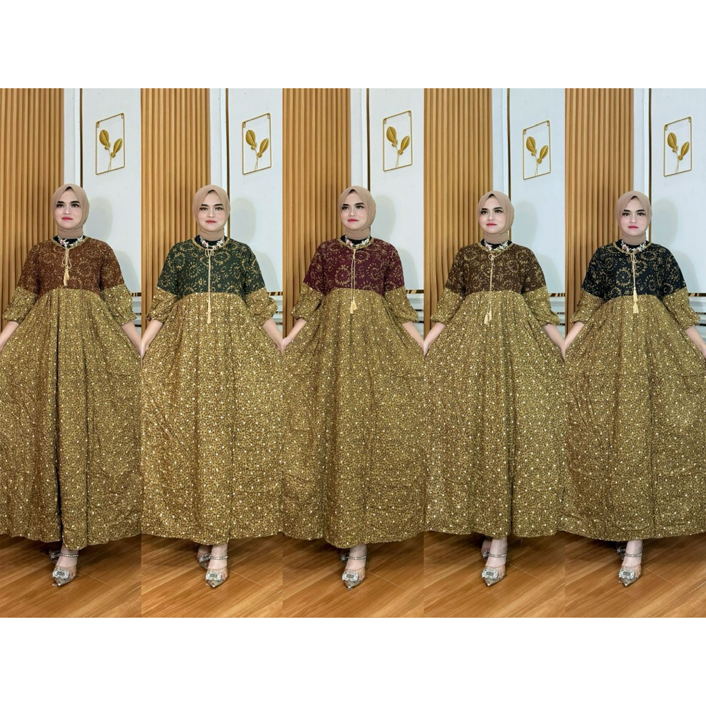 gamis zafira tasel | gamis kombinasi viral | gamis terbaru cantik kondangan bumil busui