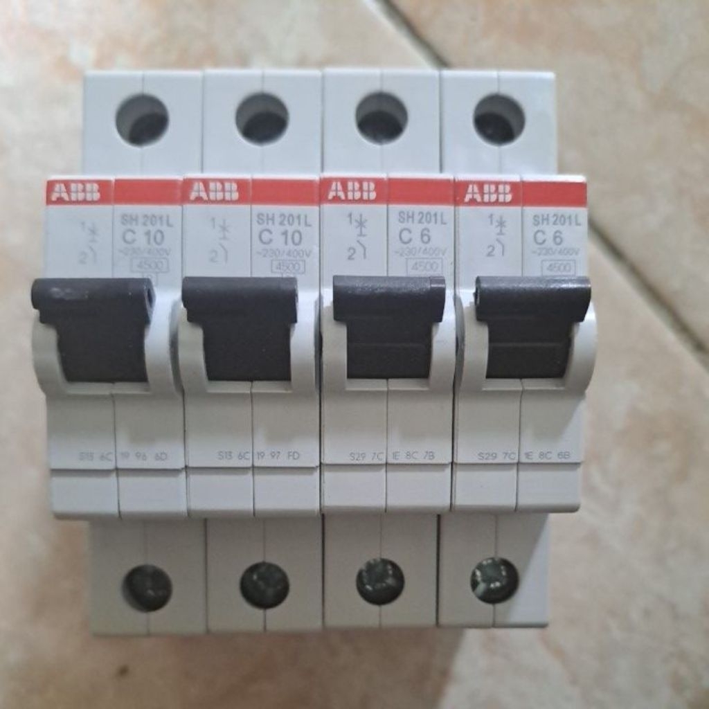 MCB 6,10 Amper 1 phase merk ABB SH 201L