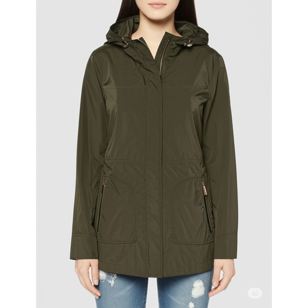 Jaket Parka Wanita Michael Kors Hooded Anorak Jacket Dark Green Original