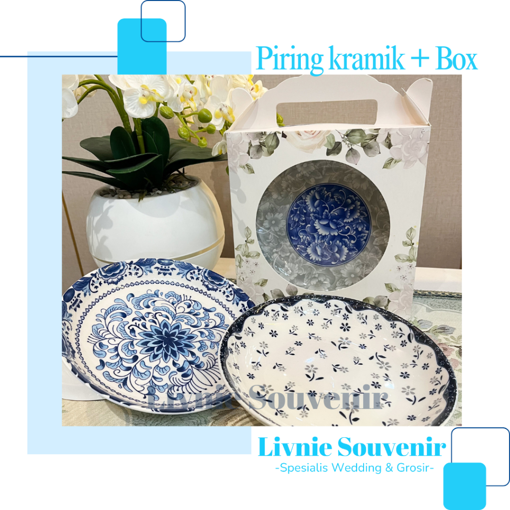 Souvenir Piring Kramik Kemas Box Motif