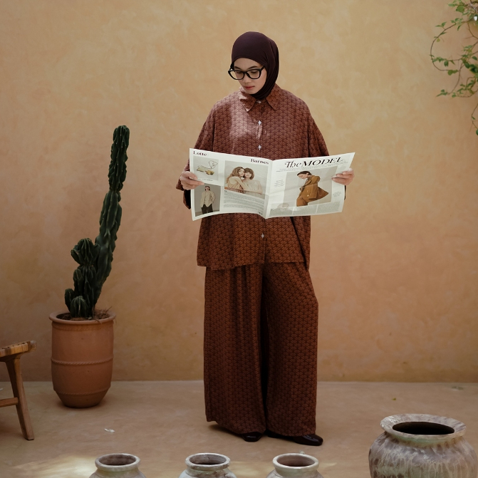 SOORE - Loungewear - SEVA Series - Setelan Kemeja Celana JUMBO - One Set Panjang Wanita BIG SIZE - D
