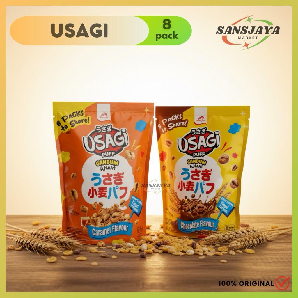 Usagi Puff Gandum Sharepack 8x8gr Rasa Coklat Caramel