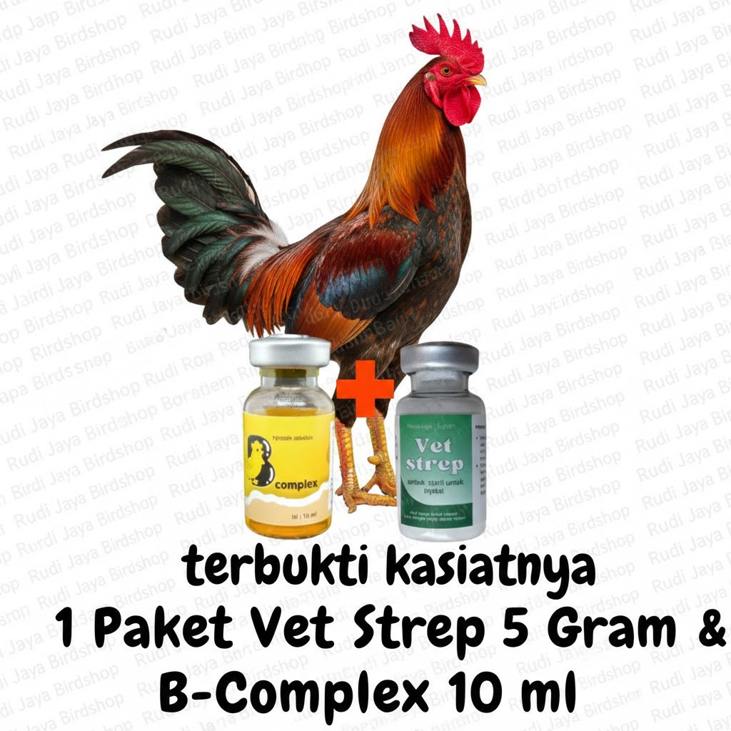 1 PAKET VET STREP 5 GRAM + B KOMPLEKS 10 ML OBAT VITAMIN AYAM BURUNG MERPATI SAKIT SNOT PILEK FLU